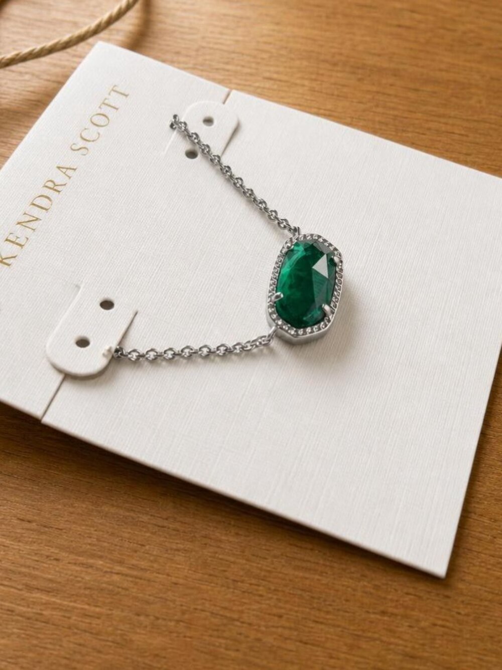 Kendra Scott Elisa Silver Green Cat's Eye Pendant Necklace - Picture 2 of 2